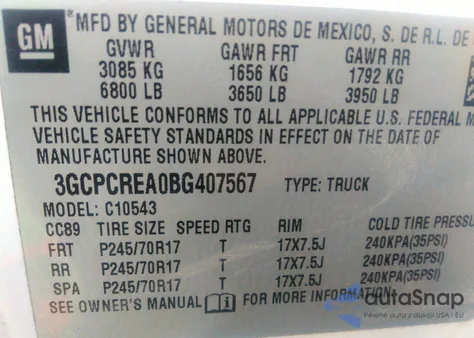 2011 Chevrolet Silverado 1500 Ls из США, поврежденный, VIN 3GCPCREA0BG407567